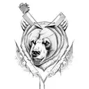 fierce bear with ax  tattoo design idea