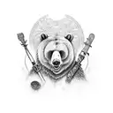 fierce bear with ax  tattoo design idea