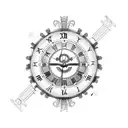 Clock with roman numeral 13, cross, croatian flag, birth year 2003 tattoo design idea