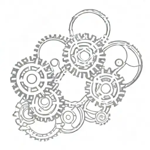Mechanical gears forming a fractal pattern inspired tattoo design idea