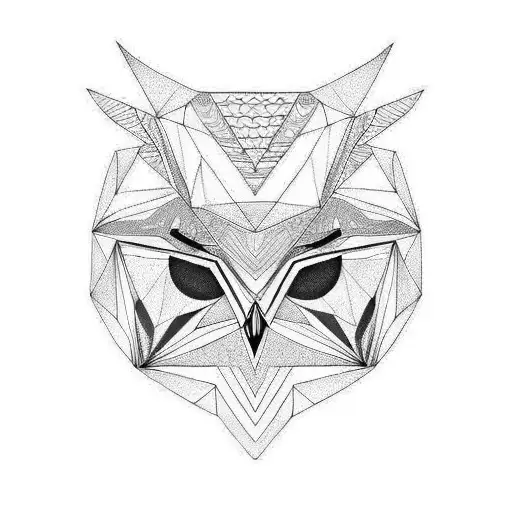 A geometric owl tattoo design idea