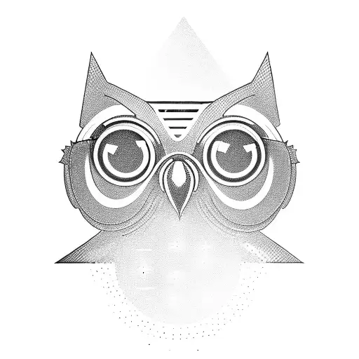 A futuristic owl DJ spinning records in a neon-lit nightclub tattoo design idea