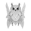 A geometric owl with closed wings tattoo design idea