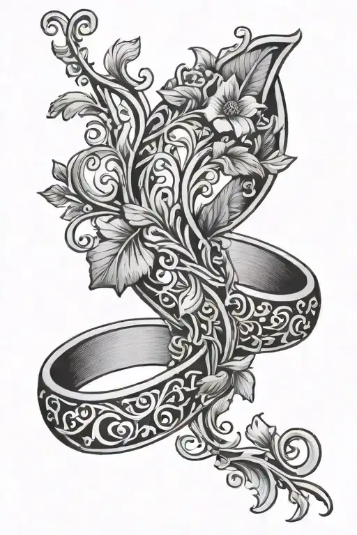 Vine wedding ring finger tattoo design idea