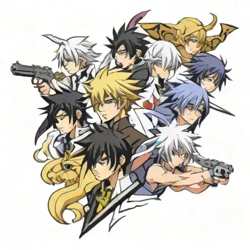 killua zoylduck, byakuya kutchki , eyepatch ghoul, trafalagar law, lelouch v. britannia. tattoo design idea