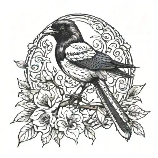 magpie tattoo design idea