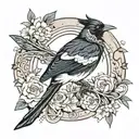 magpie tattoo design idea