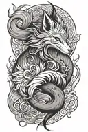 nine tail fox tattoo design idea