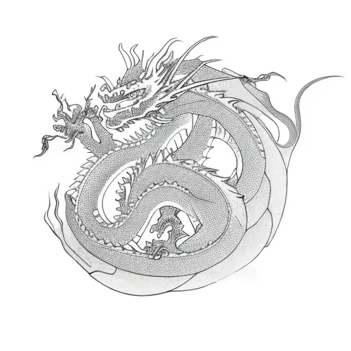 Dragon with red plum blossoms tattoo design idea