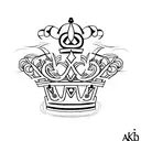 a kings crown with three thorns with letter 'K' it has to be small minimal tattoo design idea