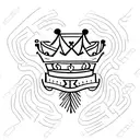 a kings crown with three thorns with letter 'K' it has to be small minimal tattoo design idea