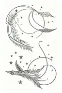 constellation capricorn, moon, sun, star, feathers tattoo design idea