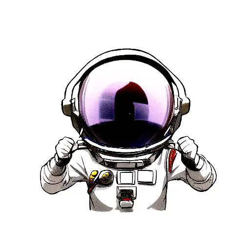an astronaut in space but their helmet visor is a disco ball tattoo design idea