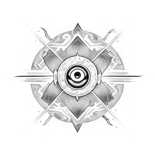 Snakes, warriors, sun, waves tattoo design idea