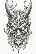 oni demon mask tattoo design idea