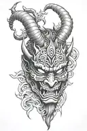 oni demon mask tattoo design idea
