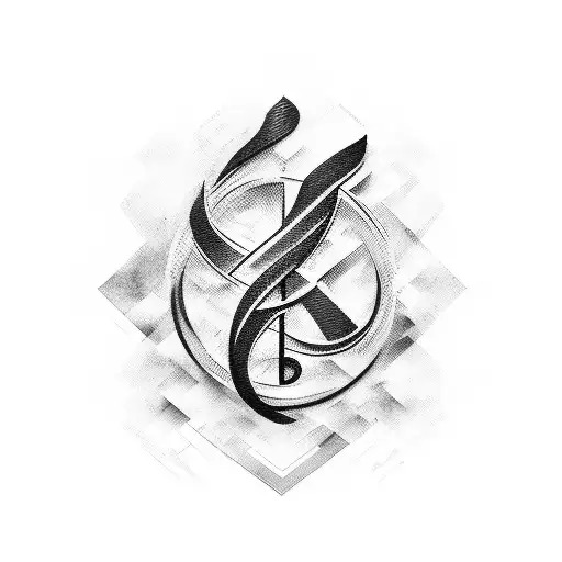 A dynamic composition featuring the Fluminense logo intertwined with musical notes, symbolizing the love for music and the football club tattoo design idea