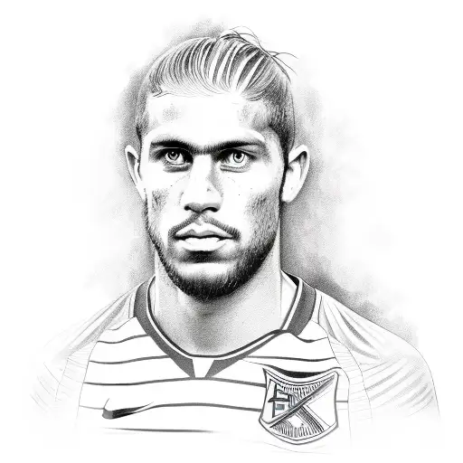 A sketch-style portrait of a famous Fluminense player, capturing their intensity and dedication on the football field tattoo design idea