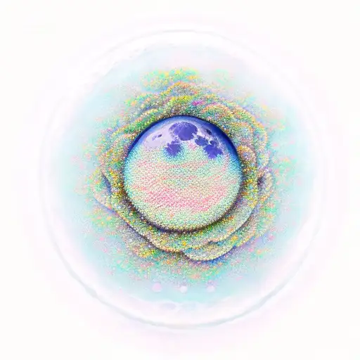 Water droplets turning into flowers under the moon tattoo design idea