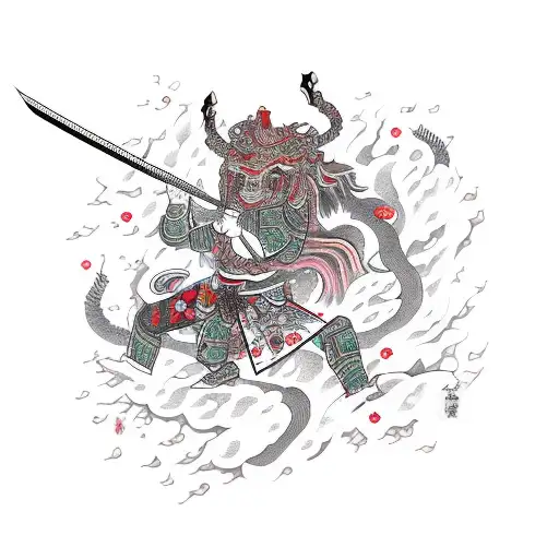 Japanese "Lightning Bolt Cherry Blossom Samurai..." Tattoo Idea