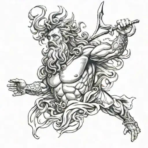 poseidon god tattoo design idea
