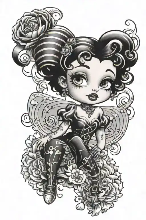 Goth betty boop tattoo design idea