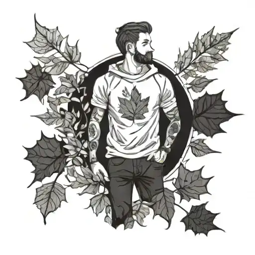 coming out of closet as gay man in fall colored leaves tattoo design idea