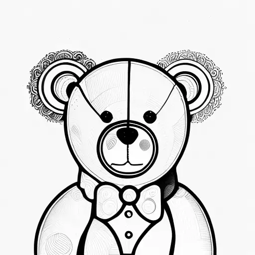 Teddy bear linework tattoo design idea