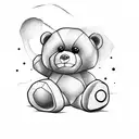 Teddy bear linework tattoo design idea
