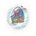 Viking Longship in space tattoo design idea