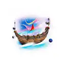 Viking Longship in space tattoo design idea