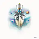 Viking Longship in space tattoo design idea