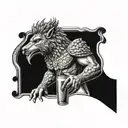 A bartender mixing drinks with a Greek mythological creature like a griffin or centaur tattoo design idea