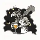 A bartender mixing drinks with a Greek mythological creature like a griffin or centaur tattoo design idea