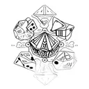 rich risk layers inside of dice  tattoo design idea