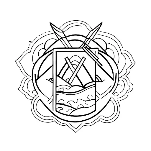 A minimalist tattoo of a dam with a small heart hidden within the structure, symbolizing the special memory of your first day with the guy you met tattoo design idea