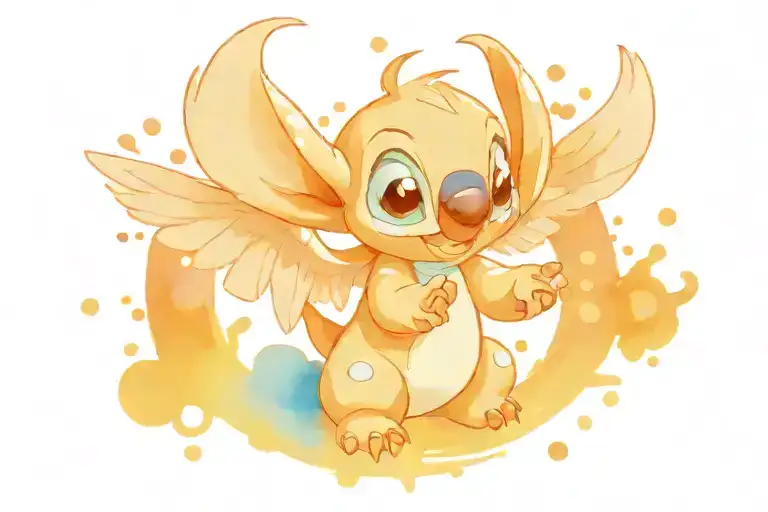 stitch and angel disney  tattoo design idea