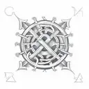 the date April 3, 2021 in Roman numerals surrounded by a square Celtic knot border tattoo design idea