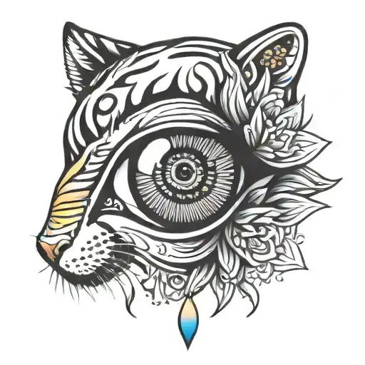 eye symbol, psychedelic, music, tiger   tattoo design idea