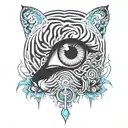 eye symbol, psychedelic, music, tiger   tattoo design idea