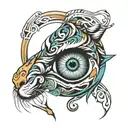 eye symbol, psychedelic, music, tiger   tattoo design idea