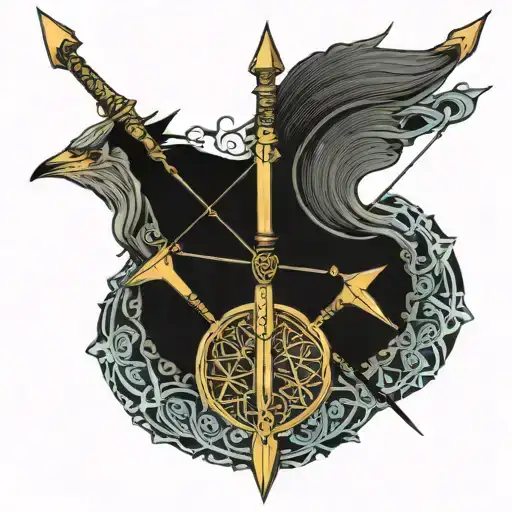 ISLAMIC Bow and Arrow piercing tattoo design idea