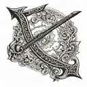 ISLAMIC Bow and Arrow with white background. no other thing tattoo design idea