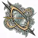ISLAMIC Bow and Arrow with white background. no other thing tattoo design idea