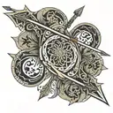 ISLAMIC Bow and Arrow with white background. no other thing tattoo design idea