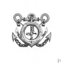Anchor with chains and candles burning on both end tattoo design idea