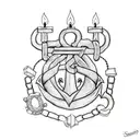 Anchor with chains and candles burning on both end tattoo design idea