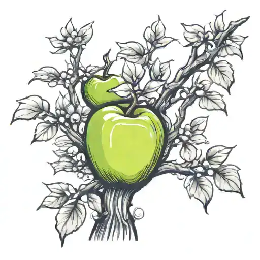 apple tree, island tattoo design idea