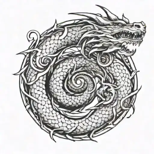 Jormungandr Dragon circle tattoo design idea