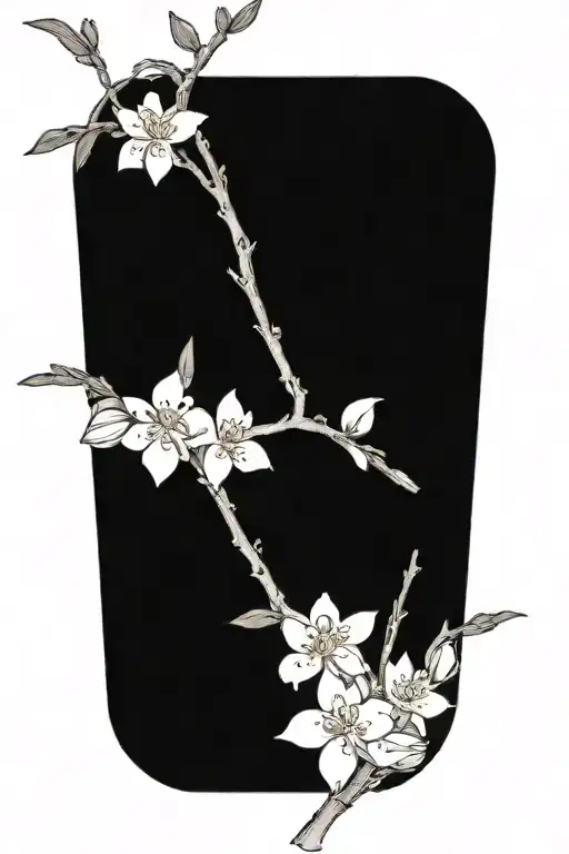 Almond Blossom branch tattoo design idea